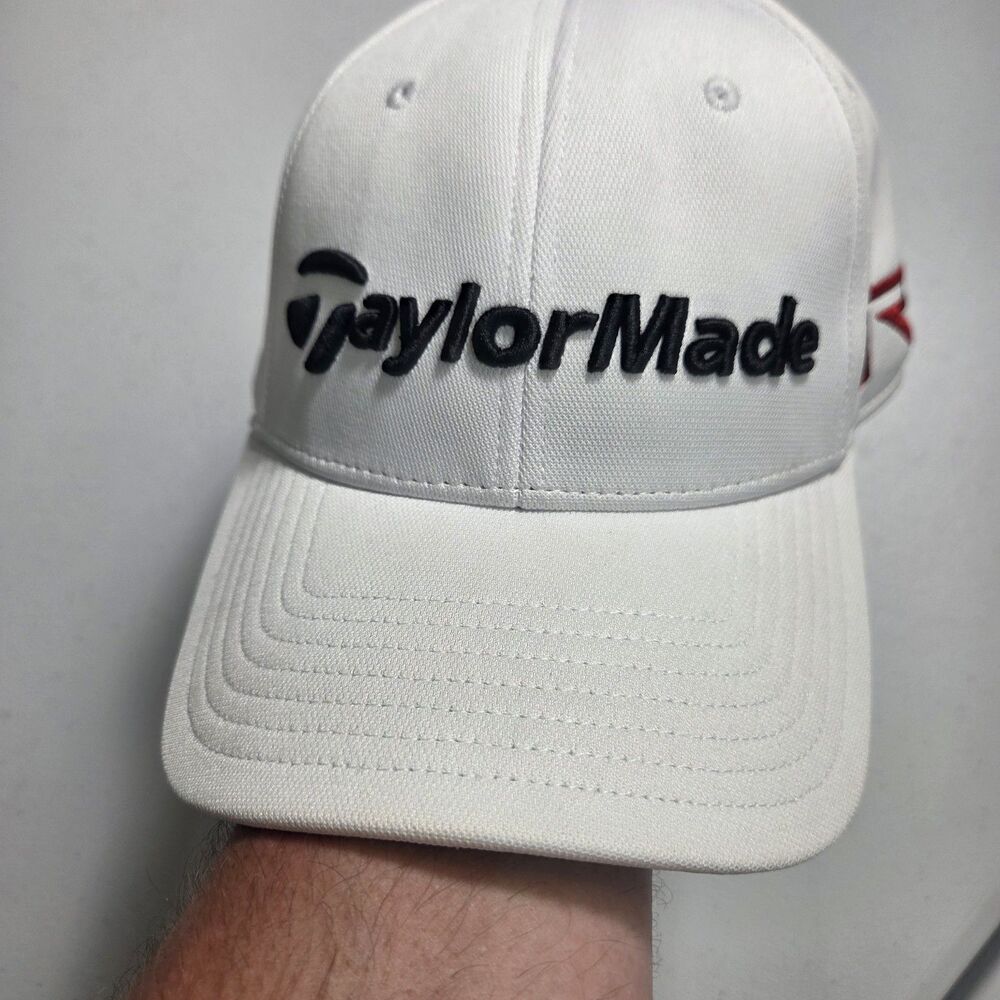 ​TaylorMade Golf Hat Mens OSFA White R15 AeroBurner Tour Performance Strapback